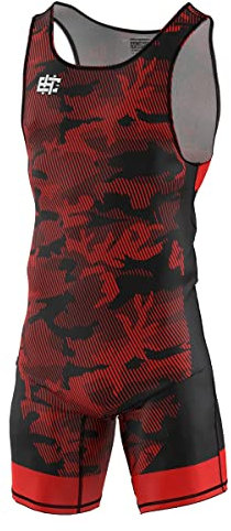 Extreme Hobby – Ringeranzug für Herren Havoc, Wettkampf-Trikot für Ringen, Rot, Größe L