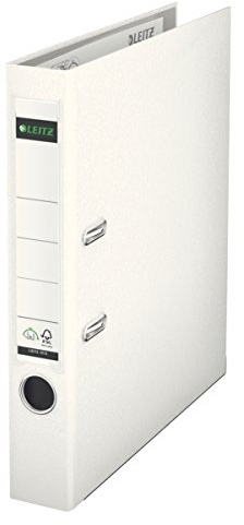 Leitz Lever Arch File, White, Plastic, A4, 5 cm spine, 10150001