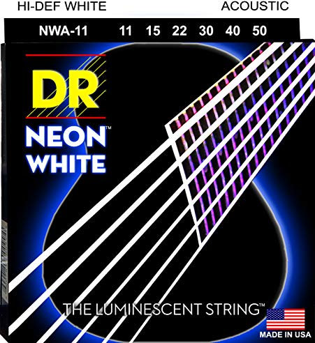 DR A NEON NWA-11 HiDef Acoustic Jeu de cordes blanches pour guitare acoustique