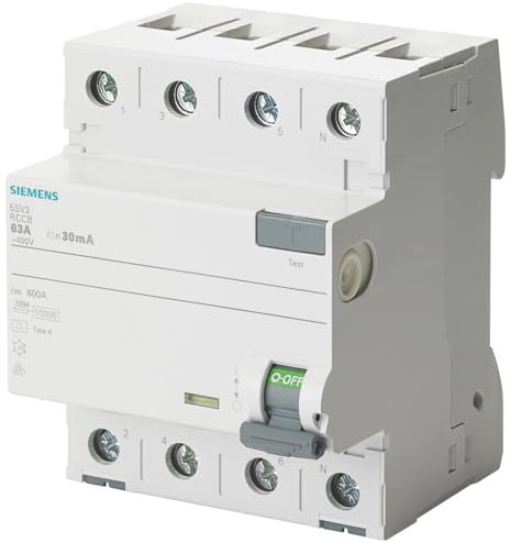 Siemens 5sv - Interruptor diferencial clase-a 4 polos 40a 500ma 70mm