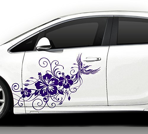 Grandora X7123 2er Set Autoaufkleber Hibiskus Blumenranke pink