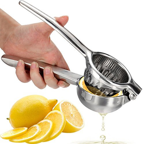 OVOS Citrus Juicer Lemon Press Squeezer Made from Unbreakable 18/8 Stainless Steel Manual Orange Lemon and Lime Juice Fruit Squeezer for Maximal BPA Free and Dishwasher Safe (Shine Silver)