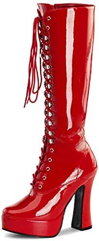 Higher Heels PleaserUSA Plateau-Kniestiefel Electra-2020 Lack rot Gr.43