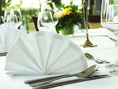 10 Stoffservietten Sara Weiss mit Atlaskante 50x50 cm