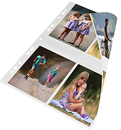 mashpaper Fotohüllen weiß 100 Stück 9x13 cm Hochformat für 2x4 Fotos 75604