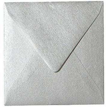Paper24 50 Quadratische Briefumschläge Silber 160 x 160 mm 16 x 16 cm mit Dreieckslasche