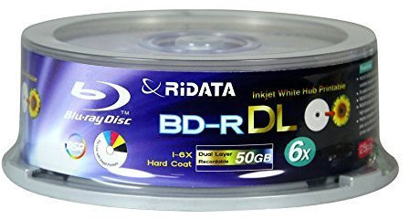Ridata BD-R DL doble capa de 50 GB Blu-ray grabables 6 x Disc 25 unidades