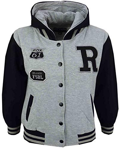 A2Z 4 Kids Baseball Hooded R Fashion NYC/FOX Jacket Varsity Style Coat Long Sleeves Casual Fashion Gifts For Girls Boys New Age 2-13 Years