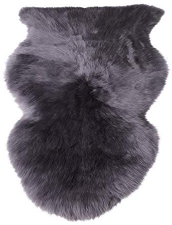 Naturasan Öko Schafsfell Lammfell Schaffell ökologisch gegerbt ca 100-110 cm Dunkelgrau