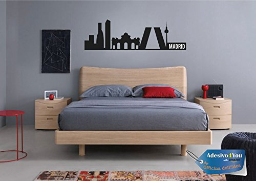 Adesivo4You® Vinilo Madrid Decorativo PVC Calcomania, diseño de ciudad, adhesivo (BIG 200 X 45 CM., BLANCO)