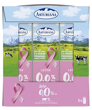 Central Lechera Asturiana Leche Desnatada 0% MG, Pack 6 x 1L