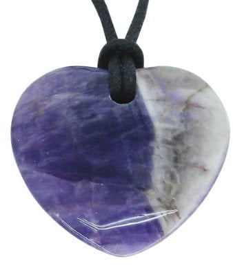 Lucky Pisces Birthstone Heart Pendant Zodiac Astrology Gemstone Amethyst