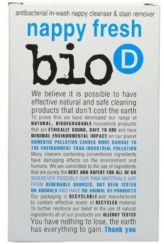 Bio-D Nappy Fresh Powder | 500g (Pack of 4) | Up to 33 Uses | Antibacterial Cloth Nappy Sanitiser & Stain Remover | Allergy UK Accredited | Fragrance Free & Hypoallergenic | Vegan & Cruelty Free