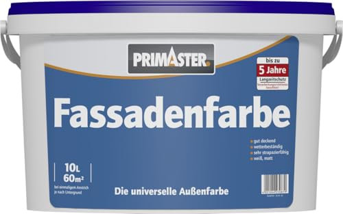 Primaster Fassadenfarbe 10 l weiß Dispersionsfarbe Wandfarbe Aussenfarbe