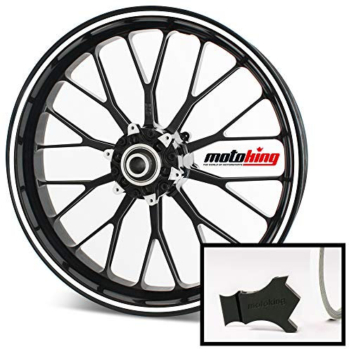 Motoking Felgenrandaufkleber mit Montagetool für Ihr Motorrad / 6 mm/für 10 bis 25 / Farbe wählbar - Weiß glänzend