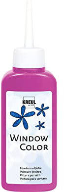 KREUL 42736 - Window Color pink 80 ml, Fenstermalfarbe auf Wasserbasis, mit strukturierter Oberfläche, für Glas, Spiegel, Fliesen und andere glatte Flächen