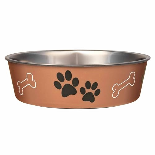 Loving Pets Bella Dog Bowls- Stainless Steel Dog & Cat Bowls - Spill Proof Dog Food Bowl, Cat Bowl, Puppy Essentials & Pet Supplies Great for Home & Travel (X-Large 65-100lbs, Copper)