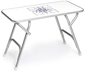 FORMA MARINE Table Pliante Marathon en Aluminium anodise Ø 25mm, 61cm Hauteur, Plateau en mélamine 44x88 cm, Pieds de Tables Anti-dérapants. pour Usage sur Pont de Yachts, Modèle M200