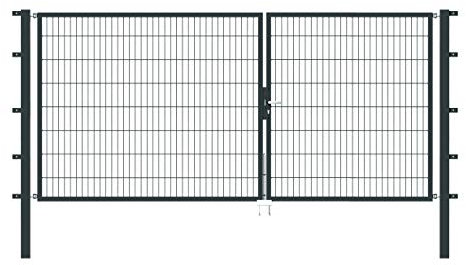 Alberts 648657 Doppeltor Flexo mit Zubehör | verschiedene Breiten und Höhen | anthrazit | Breite 350 cm | Höhe 160 cm
