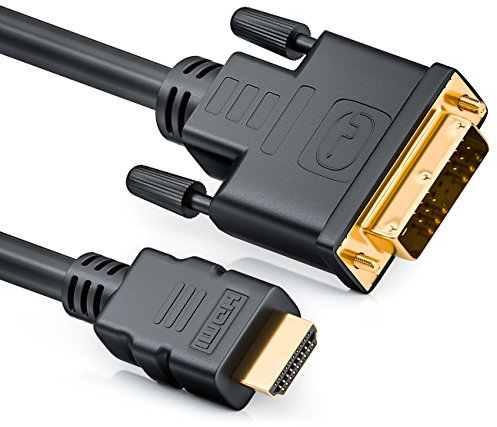 deleyCON 1m Câble HDMI vers DVI High Speed 3D Ready - Adaptateur 1080p Full HD pour HDTV, Beamer, Laptop, Monitor, TV, PS4, Xbox 360 - Noir