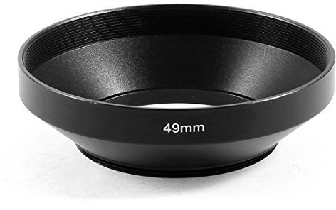 sourcing map Black Aluminum Wide Angle 49mm Thread Screw In Universal Camera Lens Hood Cover