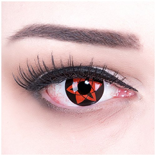 Funnylens farbige Sharingan Sasuke Manga Crazy Fun Jahres Motivlinsen 1 Paar Sasukes mangekyou mit gratis Linsenbehälter. Perfekt zu Fasching, Halloween, Karneval und Kostüm.
