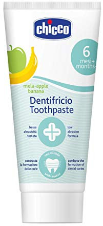 Chicco 00002320100000 Zahnpasta, Apfel/Banane-Geschmack, Ohne Fluorid, 6M+, weiß