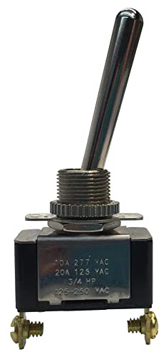 Gardner Bender GSW-111 Electrical Long Bat Handle Toggle Switch, SPST, ON-Off, 20 A/125V AC, Screw Terminal