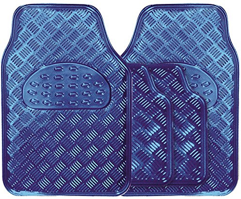 Streetwize - Checker Plate Car Mat Set Blue for Interior Floor Protection