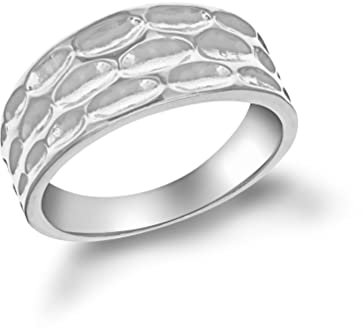 Tuscany Silver Damen Ring Sterling Silber Gehämmert - Größe P