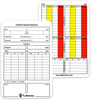 MyReferee Schiedsrichter Spielnotizkarten Fussball 50 Stück NEUE GENERATION gemäß DFBnet