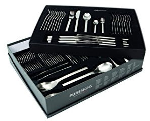 Puresigns ONE Besteckset 68-teilig | Hochwertiges Edelstahl Besteck in poliertem Design | Rostfrei, Spülmaschinen geeignet | Modernes Tafelbesteck für 12 Personen