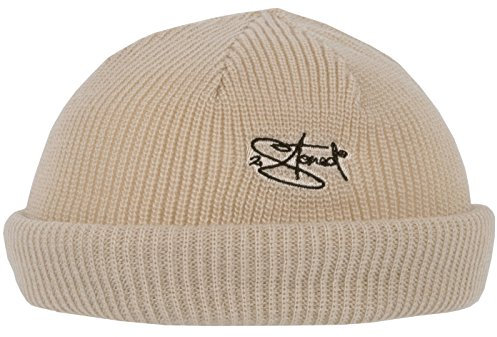 2Stoned Rollmütze Docker Beanie Beige mit Stickmotiv Classic Logo in Einheitsgröße für Damen, Herren und Kinder