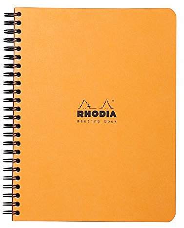Rhodia 193418C Meeting Book (mit Spiralbindung, 14,8 x 21 cm, 80 Blatt) 1 Stück orange