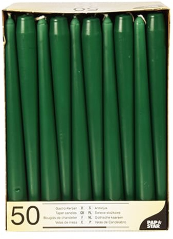 PAPSTAR 1 Karton = 2x50 Leuchterkerzen Ø 2,2 cm · 25 cm dunkelgrün 17969