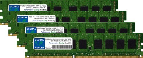 GLOBAL MEMORY 16 GB (4 x 4 GB) DDR3 1066 MHz PC3 – 8500 240-PIN ECC DIMM (UDIMM) Memoria RAM Kit per Apple Mac PRO (Inizio 2009 – metà 2010 – metà 2012)