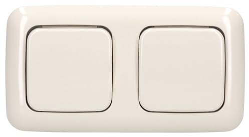 Busch-Jaeger Bushc-Duro 2000 SI Komplettset: 2x 2000/6 US Wippschalter + 2506-212 Wippe + 2512-212 2-fach Rahmen Cremeweiß