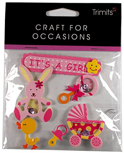 3D Baby Girl Pink Shaker Self Adhesive Craft Embellishment