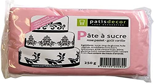 PATISDECOR Pate à Sucre Rose Pastel Vanille 250 g