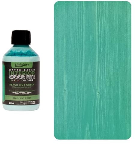 Littlefair's Holzlasur 250ml - Holzlasur Innen - Holz Lasur Für Natürliche Holzmaserung - Wasserbasierte Wood Stain - Schnell Trocknend & Umweltfreundlich - Farbe: Strandhütte grün