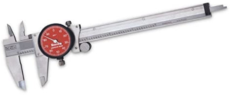 Starrett R120A-6 - Calibrador de esfera, acero inoxidable, esfera roja, rango de 0-15,24 cm, precisión +/- 0 cm, resolución de 0,3 cm