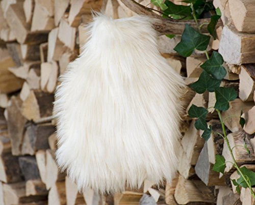 XXL Felldecke aus Webpelz, große weiße Kuscheldecke Tibetlamm, auch als Kissen oder Wärmflasche (Wärmflasche 25x35cm)