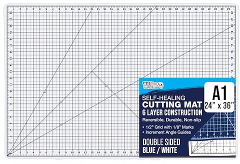 U.S. Art Supply Schneidematte, 45.7 x 61 cm, weiß/blau, selbstheilend, 6-lagig, doppelseitig, strapazierfähig, rutschfest, PVC, Quilten, Nähen und alle Kunst- und Handwerksprojekte 24 x 36