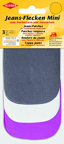 Kleiber 9 x 7 cm Mini-Jeansflicken zum Ausbessern, 6-er Set, grau/weiß/Pinkfarbenfarben