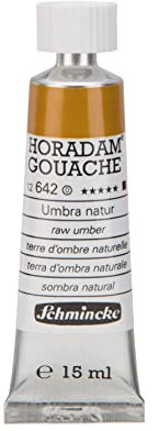Schmincke - Horadam Gouache, Umbra natur, 15 ml-Tube, 12 642 006, feinste Gouache, natürliche Deckkraft, höchst pigmentiert, farbintensiv und matt