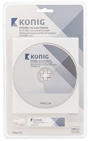 KÖNIG TVDLC10 Kit de Nettoyage pour lentilles DVD/Blu-Ray avec nettoyant, 20 ML, Blanc