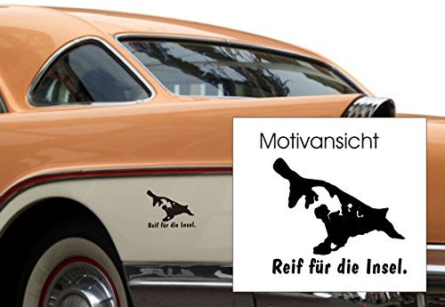 blattwerk-design Usedom Autoaufkleber, Reif für die Insel. - Kfz-Aufkleber (M010 Weiß, 120 mm x 100 mm)