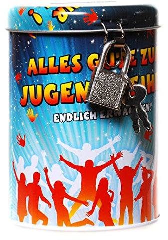 1 Spardose Jugendweihe Metall Dose rund
