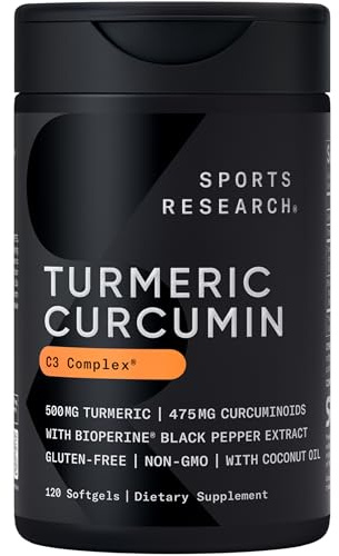Sports Research® Turmeric Curcumin w/Coconut Oil & BioPerine® - 120 Count