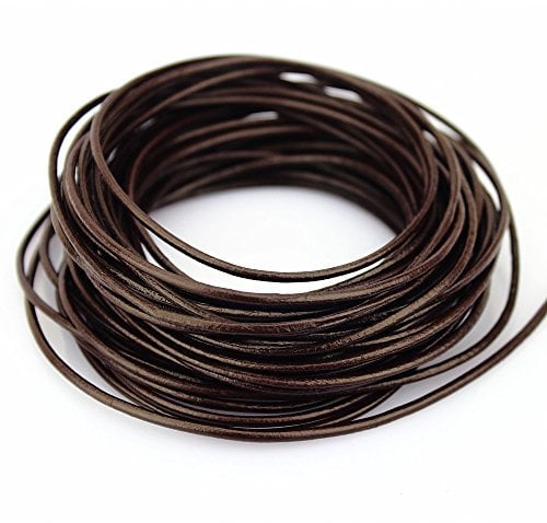 LolliBeads (TM) 2 mm Genuine Round Leather Cord Braiding String Dark Brown Espresso 10 Meters (10 Yards)